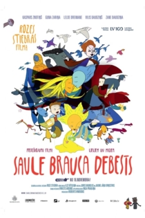 Saule brauca debesīs